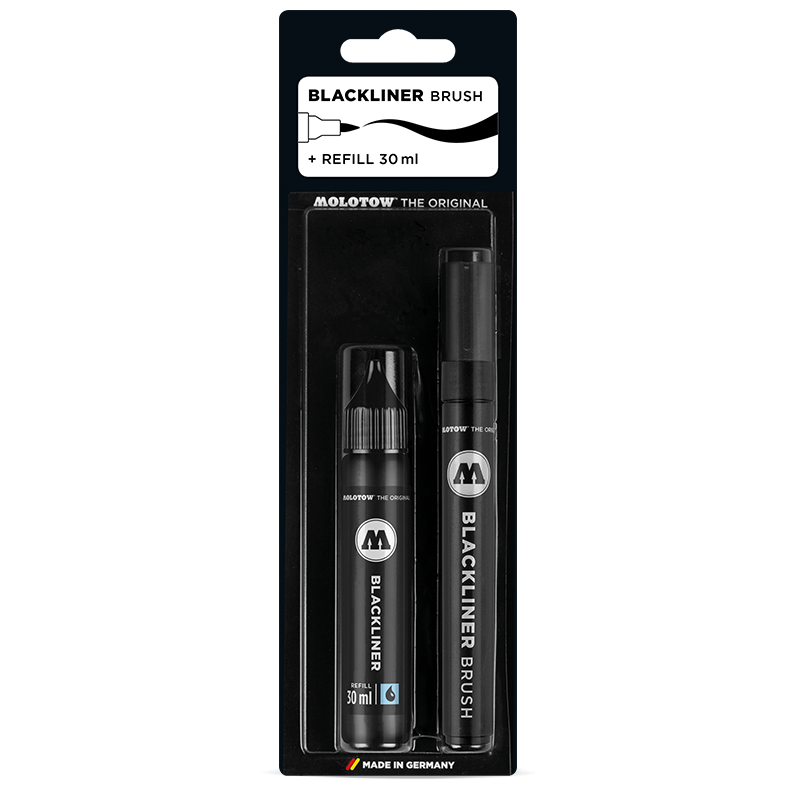 סט מרקר מכחול ומילוי - BLACKLINER BRUSH MARKER + REFILL